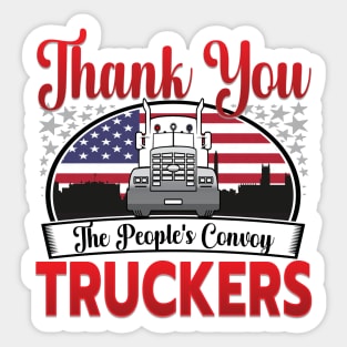 PEOPLES CONVOY US FLAG WASHINGTON DC 2022 RED BLACK WASHINGTON DC SKYLINE IN BACKGROUND Sticker